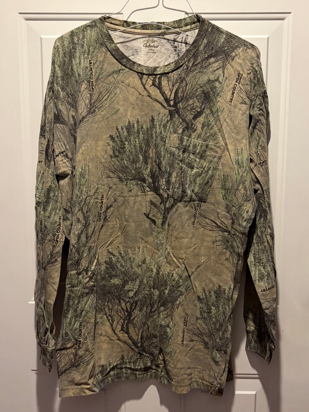 Cabelas Seclusion Open Country Camo Pocket Shirt Mens 1X Reg Long Sleeve Cotton